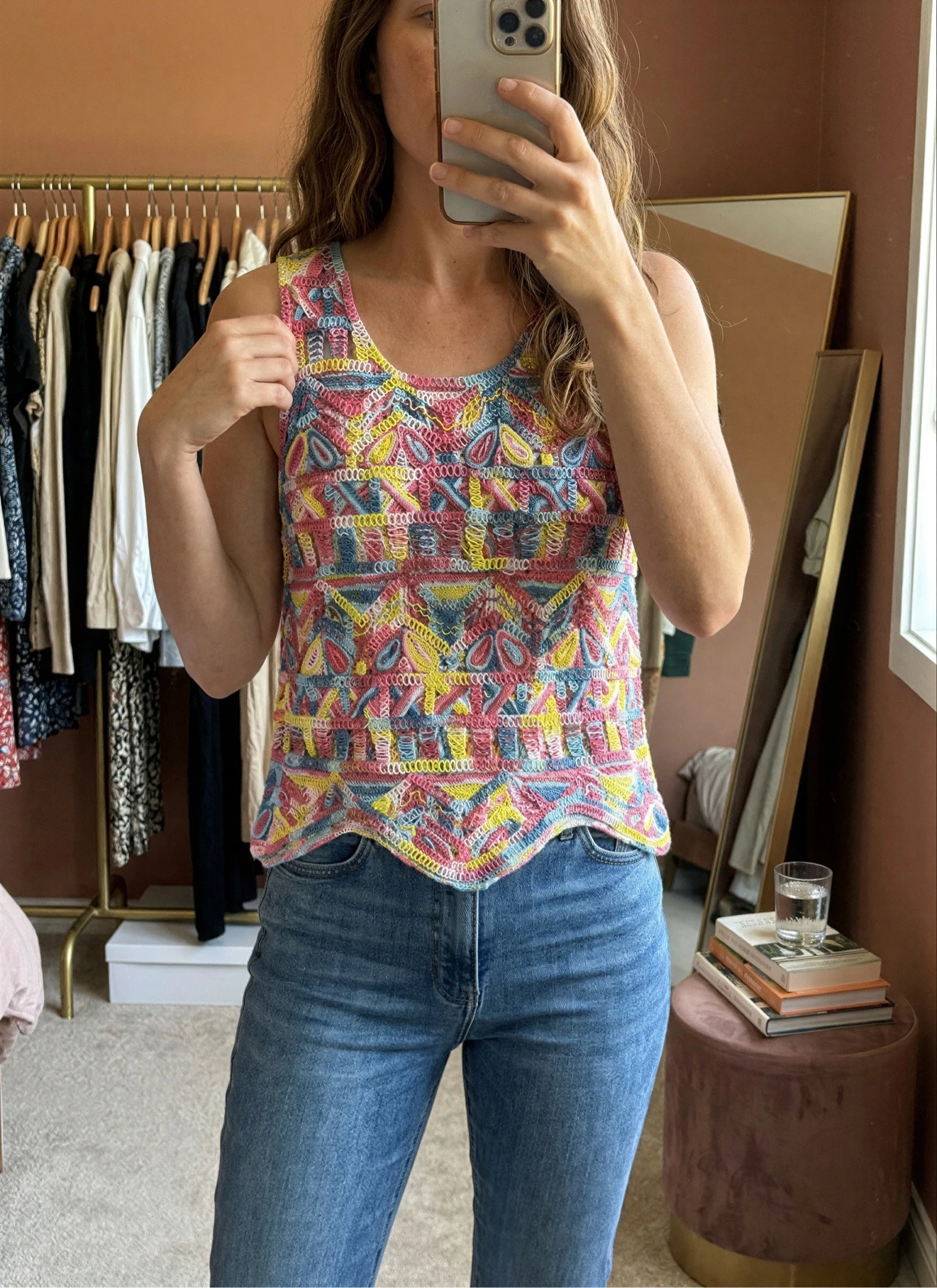 Top bohème en crochet multicolore Love M TU